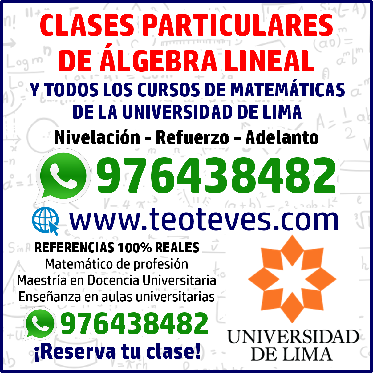 Clases Particulares de Algebra Lineal Matematicas ULIMA Universidad de Lima