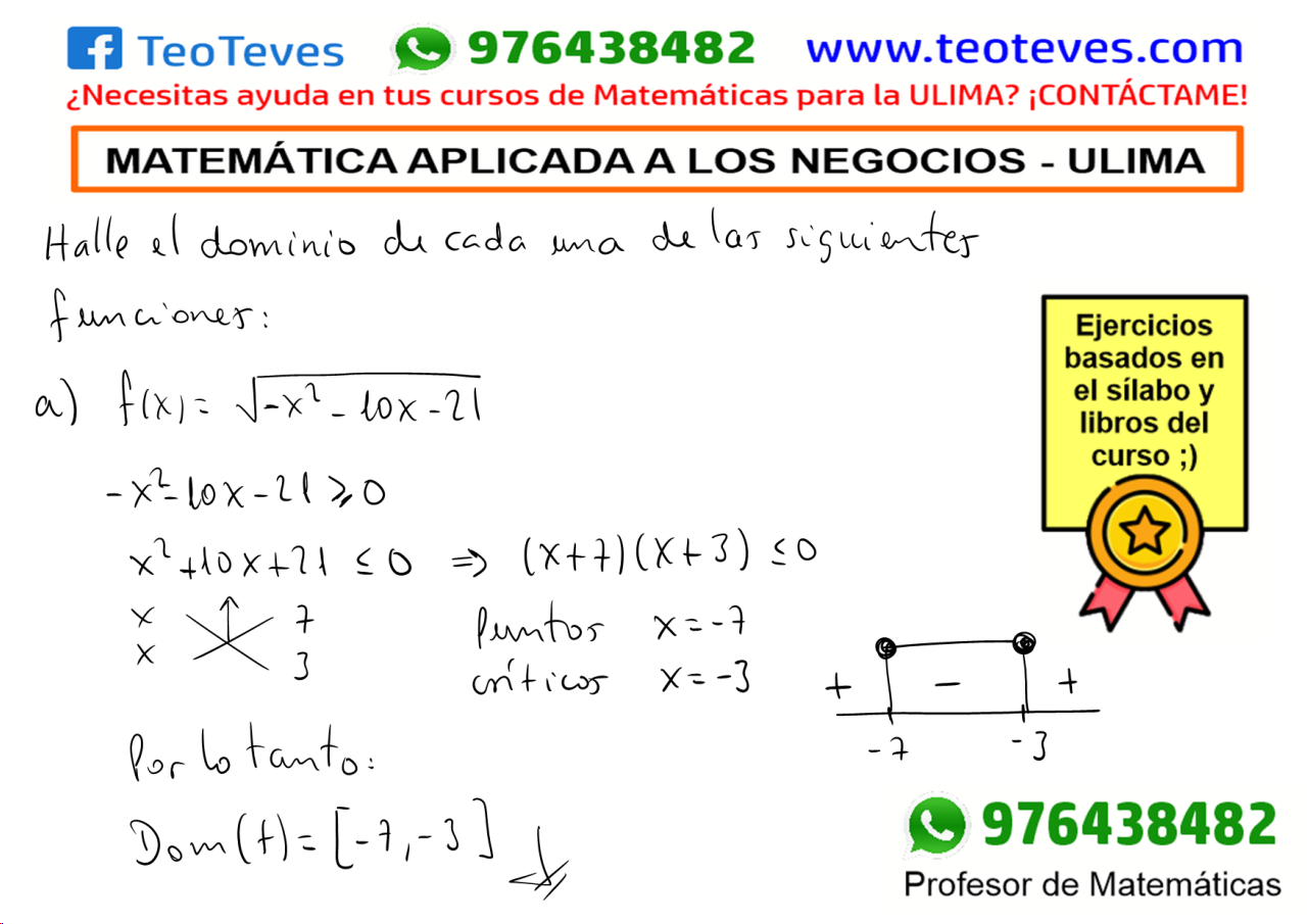 Dominio de funciones irracionales – Matemática Aplicada a los Negocios ULIMA