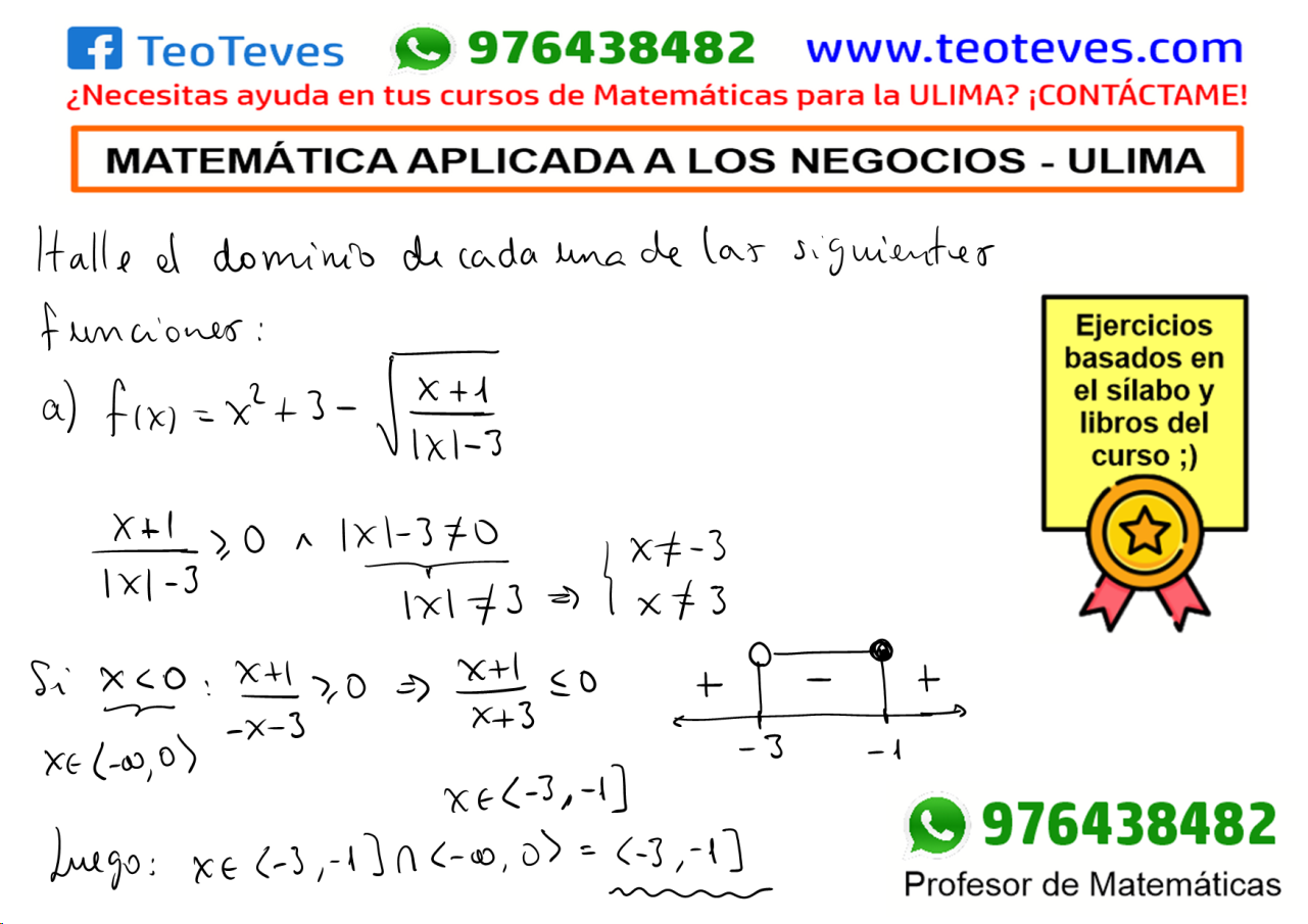 Dominio de funciones irracionales con valor absoluto – Matemática Aplicada a los Negocios ULIMA
